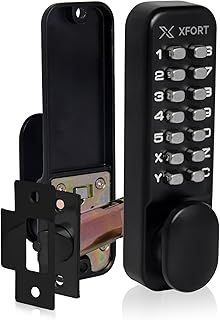 XFORT Digital Door Lock Matt Black, Keypad Combination Lock, Code Door Lock for Access Restriction, Combination Door Lock with Optional Hold Back Function.