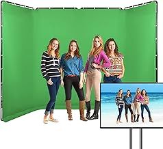 7.87ft x 13.12ft Portable Large Chromakey Green Screen Backdrop with Stand Photography Background Support System for Photo Studio Video Shooting, Live Streaming, Parties, Keying, Stage