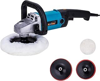 KATSU Car Polisher, 1200W 150mm 180mm Electric Car Buffer Polishing Waxing Machine, 6 Variable Speeds, Car Detailing with Wool Pad 100317