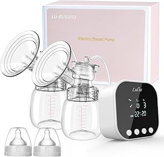 Lulia Electric Breast Pump, Double Breast Milk Pump 4 Modes & 9 Levels, Strong Suction and Pain Free Breastfeeding Pump, Anti-Backflow, BPA Free