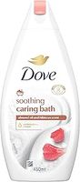 Dove Soothing Caring Bath Bath Soak with ¼ moisturising cream, almond cream & hibiscus for an indulgent bubble bath 450 ml