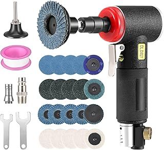 Mini Air Angle Die Grinder Kit - 1/4" Right Angle Grinder With 1/4" & 1/8" Collets & 20Pcs Quick Change Discs Set - Rotary Sander for Sanding and Polishing
