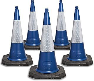 5 Blue cones 750mm with reflective sleeves by innovatus