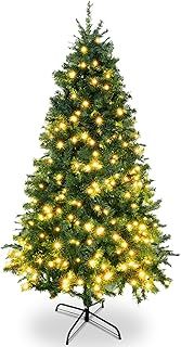 SA Products 5ft Pre-Lit Artificial Christmas Tree – 760 Alaskan Pine Tips - Christmas Tree with 300 Vibrant LED Lights, 8 Lighting Modes & Timer, Slim PVC Xmas Tree for Small Spaces & Holiday Decor