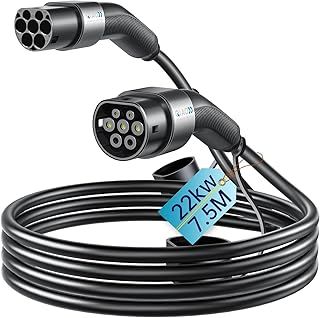 QIAO)) Type 2 EV Charging Cable, 22kW 7.5M 32A 3-Phase, Electric Vehicle Type 2 to Type 2 IEC 62196 EV Charger Cable, EVs/Plug-in Hybrid Fast Car Charging Cable with Carry Bag