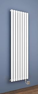 Greenedhouse 1800 H x 420 W Electric White Single Panel Vertical Oval Tube Radiator Tall Column Radiator