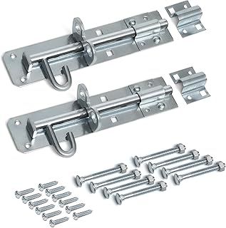 ZAVIA Brenton Gate Bolt Door Lock - 2 Pack 150mm (6”) Sliding Padbolt with Zinc Plated Galvanised Finish - Gate Bolts for Wooden Gates, Garden, Shed & Garage Door Lock