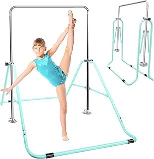 ORIENTOOLS Kids Gymnastics Bar Foldable Gym Bars Height Adjustable 88-132cm Sturdy Steel Horizontal Gymnastic Training Equipment for Kids 8-12 Ages Loading Weight 70kg