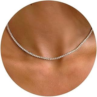 LILIE&WHITE Sliver Gold Tennis Necklace for Women – Dainty Adjustable Chain with Sparkling Zirconia, Hypoallergenic & Tarnish-Resistant – Elegant Jewellery for Everyday Gift for Women