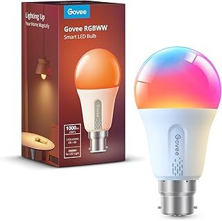 Govee Smart Bulb RGBWW, 1000lm Wi-Fi LED Bulbs B22, Smart Light Dimmable, DIY 16 Million Color, 64 Dynamic Scenes, Works with Alexa & Google Assistant, 1 Pack