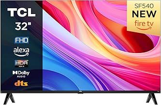 TCL 32SF540K 32-inch FHD Smart Television - HDR & HLG-Dolby Audio-DTS Virtual X/DTS-HD-Metal Bezel-less-Dual-band Wifi 5-with Fire OS 7 system