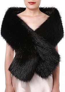 Dikoaina Women's Winter Fake Faux Fur Scarf Wrap Collar Shawl Shrug