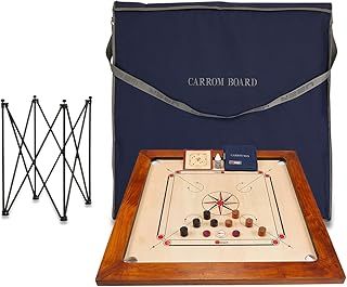 Uber Games – Tournament Carrom Board Set – 35 x 35 inch Official Size Tournament quality board Including Carrom Men - Hardwood edges for fantastic rebound - Suitable for serious & competitive players