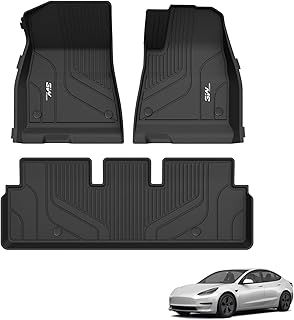 3W Floor Mats Fit for Tesla Model 3 2019-2023, TPE Dog Friendly Floor Liner, Custom Fit Tesla Model 3 Car Mats, All Weather Waterproof Non Slip Easy to Install Model 3 Accessories (3 PCS)
