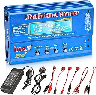 Lipo Battery Charger, 80W 6A Balance Charger, RC Hobby Battery Balance Charger with AC Power Adapter for LiPo Li-ion LiFe NiCd NiMh Pb