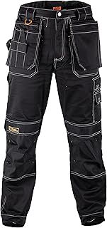 Men's Durable Lightweight Work Trousers Safety Cargo Pants for Men with Knee Pad & Multiple Pockets Professional Workwear for All Jobs Zilla Black