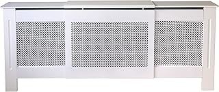 Radiator Cover Traditional Diamond Slat MDF Wood Cabinet, White Adjustable