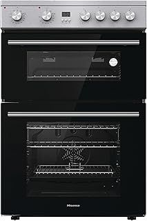 Hisense HDE3211BXUK 60cm Electric Cooker with Ceramic Hob - Brushed stainless steel -A+/A Rated Double Oven