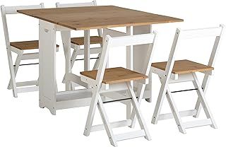 Seconique Santos Butterfly Dining Set in White/Distressed Waxed Pine