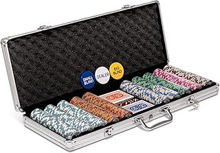 500 Piece Texas Hold Em Poker Set, Aluminium Case and Gift Box. Metal-Core 14g Numbered Poker Chips With Values, 2 Decks Professional Plastic Playing Cards Dealer & Blind Buttons