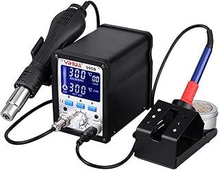 Soldering Station Yihua 995D - 2 in 1-Hot Air Gun 720W - Incl.75W Soldering Iron,Iron Holder,4 Pcs Hot Air Nozzles,10 Pcs Soldering Tips and More - Hot Air Rework Station