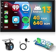 Hodozzy [4G+64GB] Android Double Din Car Stereo with Wireless Carplay&Android Auto, 2 Din 7 Inch Touch Screen Car Radio GPS Navigation WiFi Bluetooth FM/RDS Radio EQ/USB/SWC+AHD Backup Camera