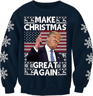 Donald Trump Make Christmas Great Again Adults Novelty Christmas Jumper Sweatshirt Large Blue