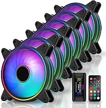 EZDIY-FAB Moonlight 120mm RGB Case Fan with Fan Hub X and Remote,Motherboard Aura SYNC,Speed Control,Addressable Fan for PC Case-6 Pack