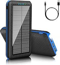 Portable Charger Solar Charger Power Bank 26800mAh Battery Pack Camping Waterproof External Backup Charge with 3 Outputs 2 Input LED Flashlight for Travel Hiking Outdoor