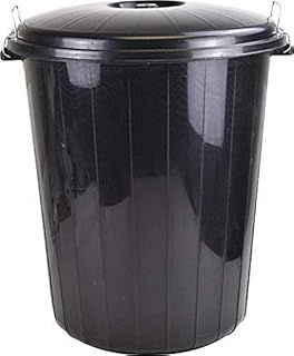 Sterling Ventures 25L Garden Waste Rubbish Dust Bin with Locking Lid (Black)