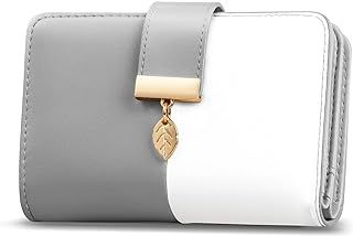 Ladies Purse RFID Blocking Leather Wallet Women's Small Purse Ladies Bifold Purse Credit Card Wallet with Wrist Strap, 1 Zip Coin Pocket, 14 Card Slots, Exquisite Box