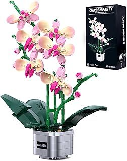 Orchid Flower Building Kit Toy for Adults and Kids, Orchid Bonsai Building Set for Home Decor Botanical Collection with Vase, Idea for Women Her and Him Valentines Day, Birthday