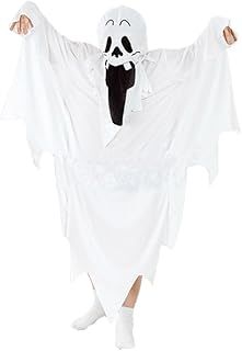 Halloween Ghost Costume with Full Head Cover Adults White Cosplay Robe Horror Costume Outfit Zombie Cloak Spooky Ghastly Ghost Funny Halloween Fancy Dress Party Supplies for Women Men