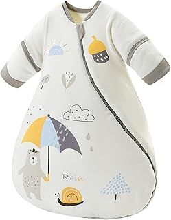 Chilsuessy Baby Sleeping Bag 3.5 Tog Winter with Detachable Long Sleeves for Toddler Sleeping Bag Kids Sleeping Sack for Infant Toddler, Bear, 80cm/1-2 Years