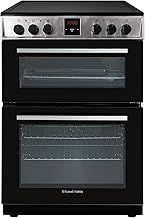 Russell Hobbs Electric Cooker 3 in 1 68L/37L Split Stainless Steel Double Oven with 3 Shelves, Full-Size Grill Pan, 4 Zone Ceramic Hob, Energy Efficient, Up to 2 Years Guarantee, RH60EDOEH6011SS