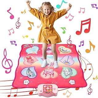 Zanetta Unicorn Dance Mat Toys, Musical Touch Playmat with LED Lights,3 Challenge Modes, Adjustable Volume ​Dance Game Gift for 3 4 5 6+ Year Old Girl Kid