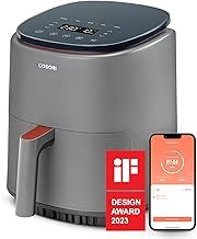 COSORI Air Fryer Lite 3.8L, 75-230℃, Amazon Exclusive, 7 Cooking Functions, Smart Control, 1500W, 1-3 Portions, Free with 110+ Online Recipes Cookbook, Dishwasher Safe, Grey