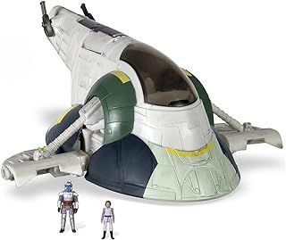 Star Wars Micro Galaxy Squadron JANGO FETT’S STARSHIP - 7-Inch Starship Class Vehicle with 1-Inch JANGO FETT and BOBA FETT Micro Figure Accessories