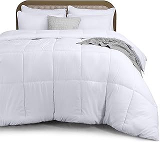 Utopia All Season Duvet, 7.5 Tog King Size with Corner Tabs - Microfiber Soft Duvet - Box Stitched Down Alternative Quilt (King, White)