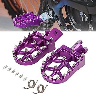 Dirt Bike Footpegs,Motorcycle Wide Foot Pegs Mx Foot Pedals Rests CNC With Springs for Sur Ron Light Bee CRF150F 2003-2019 CRF230F 2003-2019-Purple