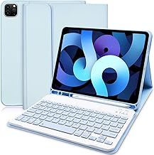 Keyboard Case for iPad Air 5th Generation 10.9“2022, Slim Smart Keyboard Case for iPad pro 11 2022/iPad Air 5th/Air 4th Gen 2020/Pro 11 2018, Detachable Wireless Keyboard with Pencil Holder-Blue