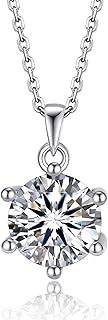 MomentWish Moissanite Diamond Necklace, 1-2 Carat Sterling Silver Necklace Sparkling Solitaire/Snowflake/Dancing Penadant Necklaces Gift for Women