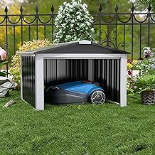Garden Robot Lawnmower Garage H62cm*W90.5cm*D88.8cm,Metal Weatherproof Auto Mower Carport, Protective Weather Resistant Cover,Black