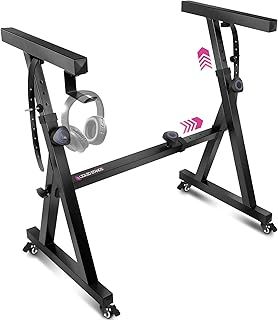 Plixio Piano Keyboard Stand with Wheels, Z Style Adjustable and Portable, Professional, Heavy Duty for 54-88 Keys