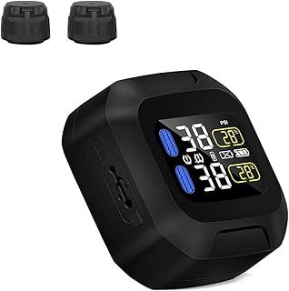 OBEST Motorcycle Tire Pressure Monitoring System Motorbike TPMS USB Power LCD display with 2 External Sensor