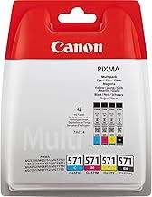 Canon CLI-571 C M Y BK Pack of 4 cartridges (Black Cyan Magenta Yellow) Genuine Canon (Plastic Pack )