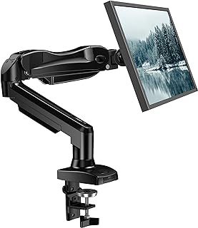 HUANUO Single Monitor Arm Desk Mount for 13 to 32 inch Screens, Tool Free Height Adjustable Monitor Stand with Tilt Swivel Rotate, 75 & 100mm VESA Mount, Load 19.8 lbs, C-clamp & Grommet Options