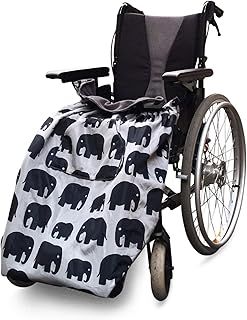 BundleBean Fleece-Lined Wheelchair Cosy Cover- 100% Waterproof Rain Cover for Wheelchair User- Universal Fit for Manual & Powered Wheelchairs, Easy Fit Wheelchair Blanket- Adult Size (Grey Elephant)