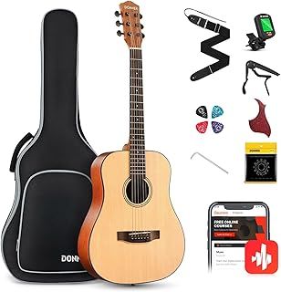 Donner Acoustic Guitar 3/4 Guitar Beginner Dreadnought 36 Inch Guitar Starter Kit With Bag Capo Tuner Strap String Guitar Picks(Natural)