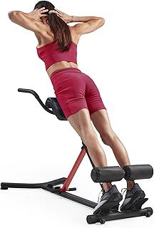 Sunny Health & Fitness Hyperextension Roman Chair Ab Workouts Sit Up Gym Bench for Home